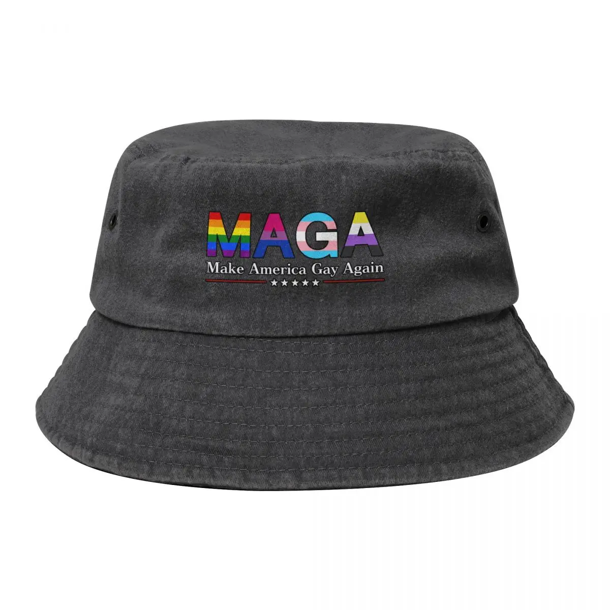 

MAGA: Make America Gay Again w/ Black Outline Bucket Hat Sunhat Trucker Cap Men Women's