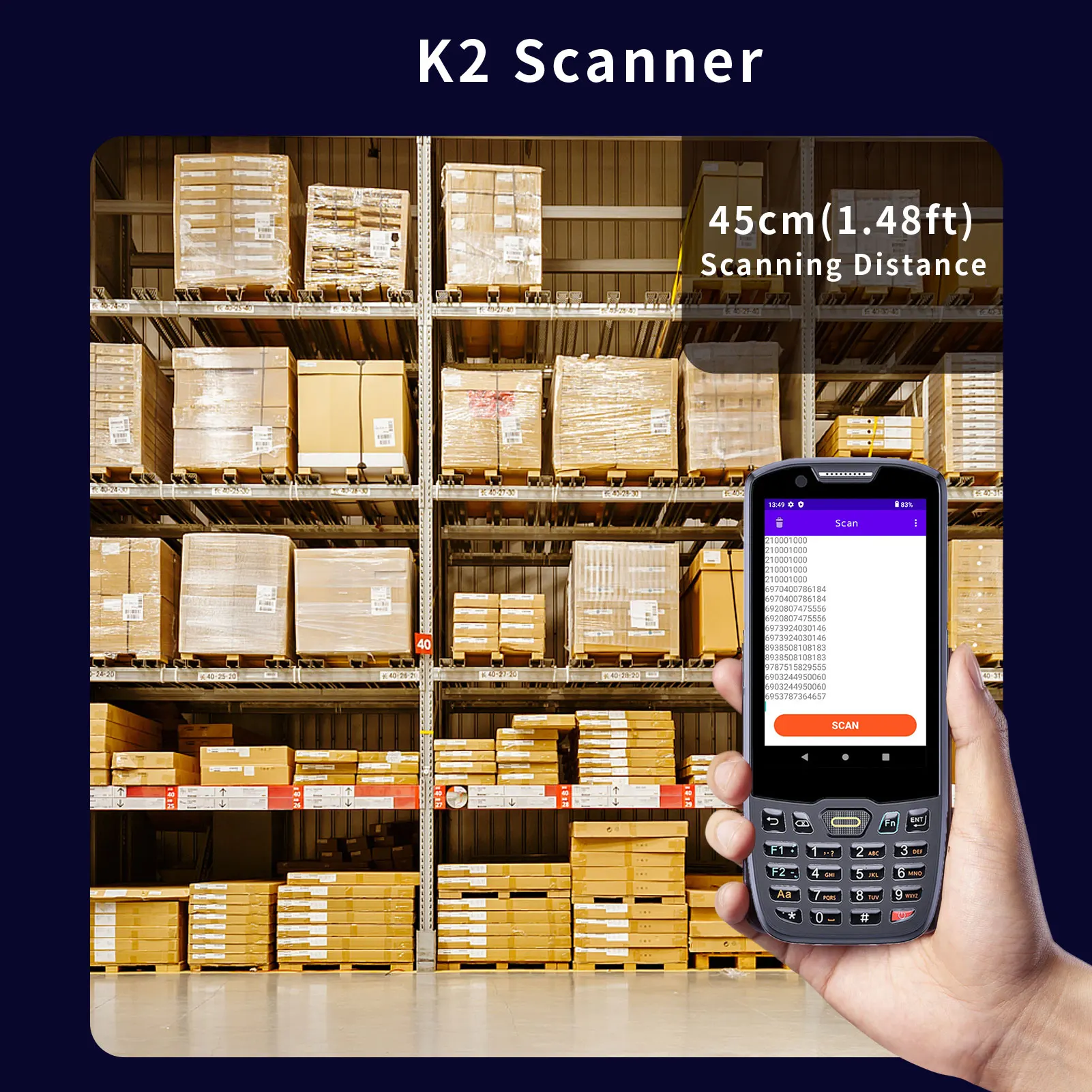 Barcode Scanner Handheld PDA Scanner POS Terminal Data Collector Inventory Machine 2D Barcode Scanner 4G WiFi BT 4 Inch Screen