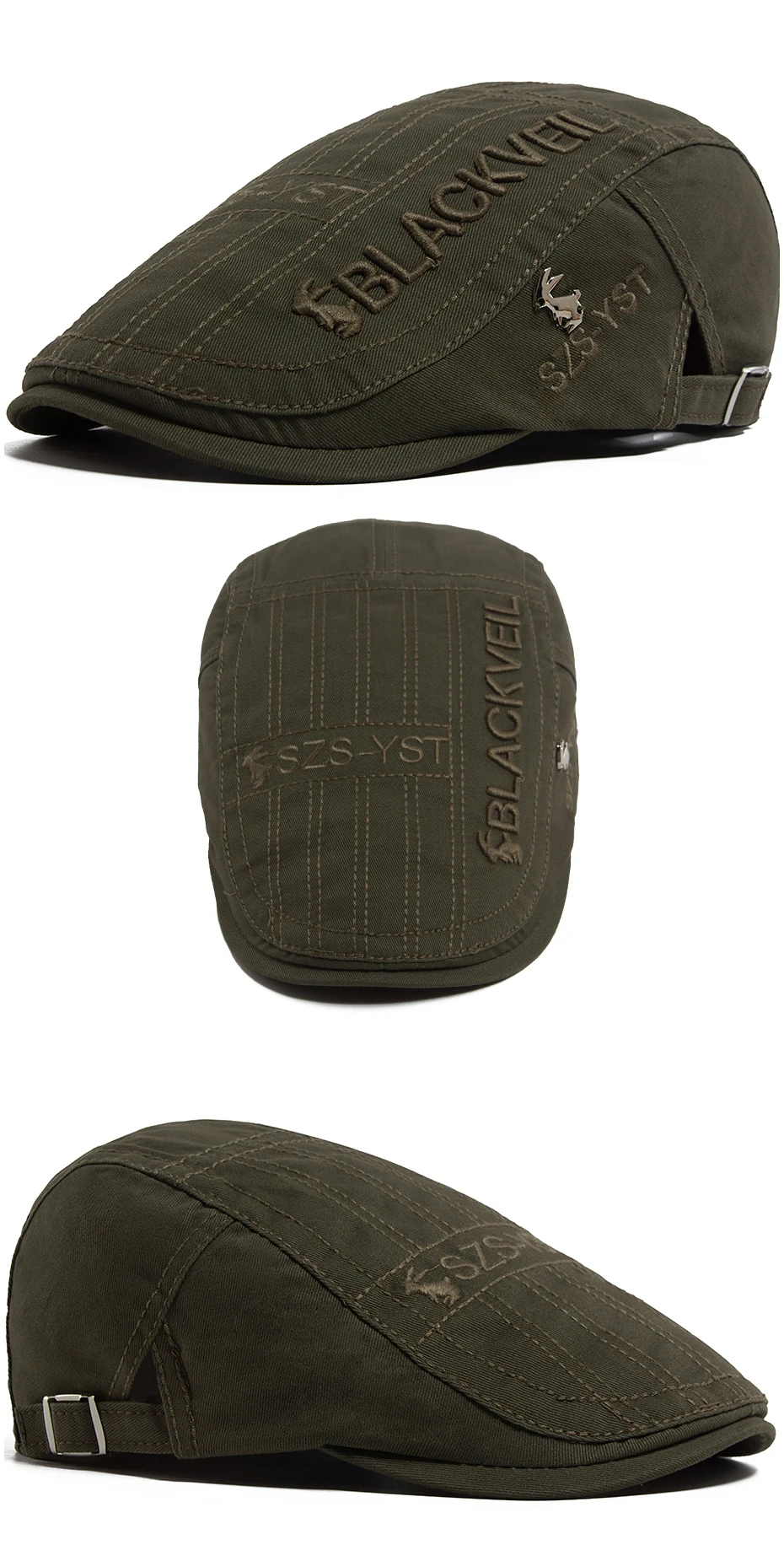 Männer Baskenmütze Mode Kaninchen Stickerei Flache Kappen Frühling Sommer Visier Für Männliche Mode Vintage Newsboy Cap Casual Berets Einstellbar – Detail 9