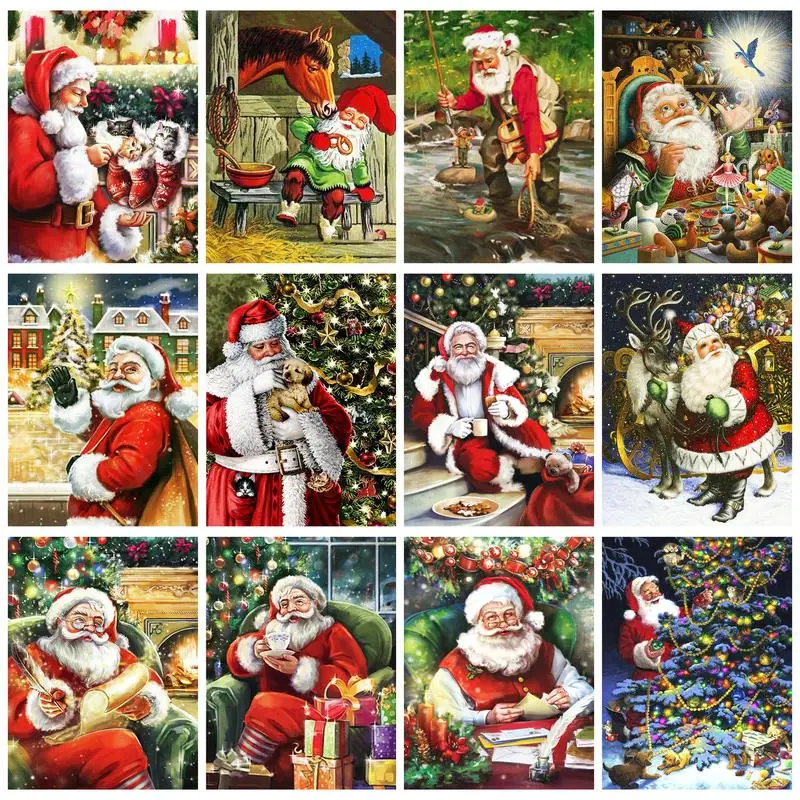 

RUOPOTY 5D DIY Diamond Painting Mosaic Santa Claus Full Square/Round Embroidery Christmas Rhinestone Kit Home Decoration Gift