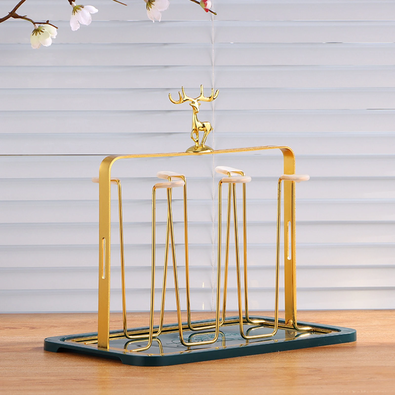 Luxury Mug Drying Rack Holder Gold Metal Drainer Mug Hanger Cup Rack for Mugs Cups Organizer Saving Space Kitchen Storage