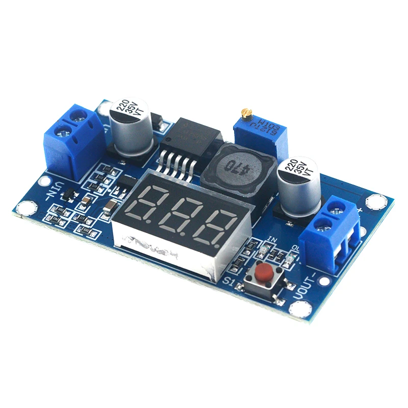 LM2596 BUCK 3A DC-DC Voltage Adjustable Step-Down Power Module + Blue LED Voltmeter