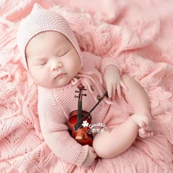Costume da neonato lavorato a maglia puntelli per fotografia neonato tuta per neonato a maniche lunghe completo per fotografia neonato accessori per bambina