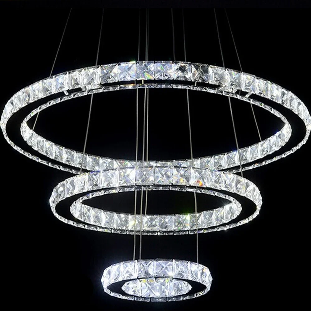 White Chandeliers  Ring LED K9 Crystal Lustre Home Decorative Chandelier Modern Lamp Pendant Ceiling Llight Creative Design