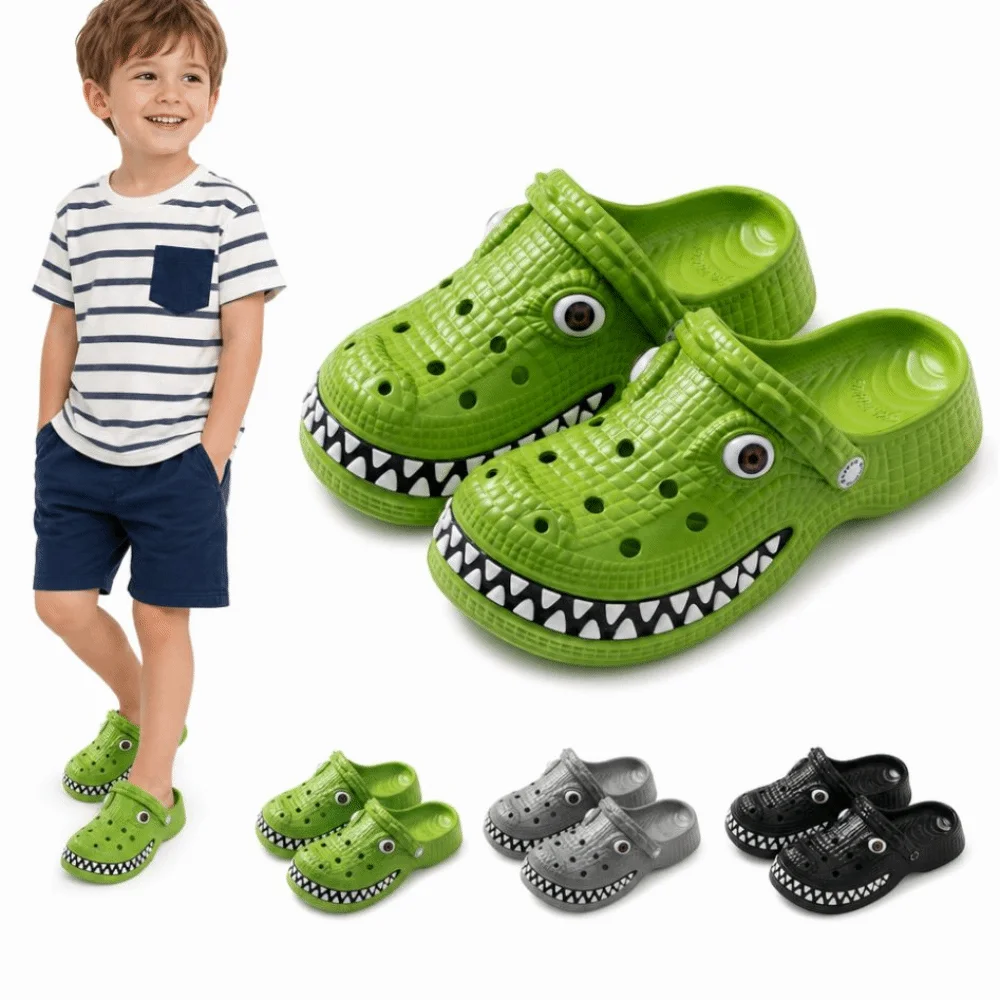 

Creativity Crocodile Shape Children's Sandals Cartoon Breathable Kids Slippers Soft Lightweight Beach Slippers For Boys Aged 4-7