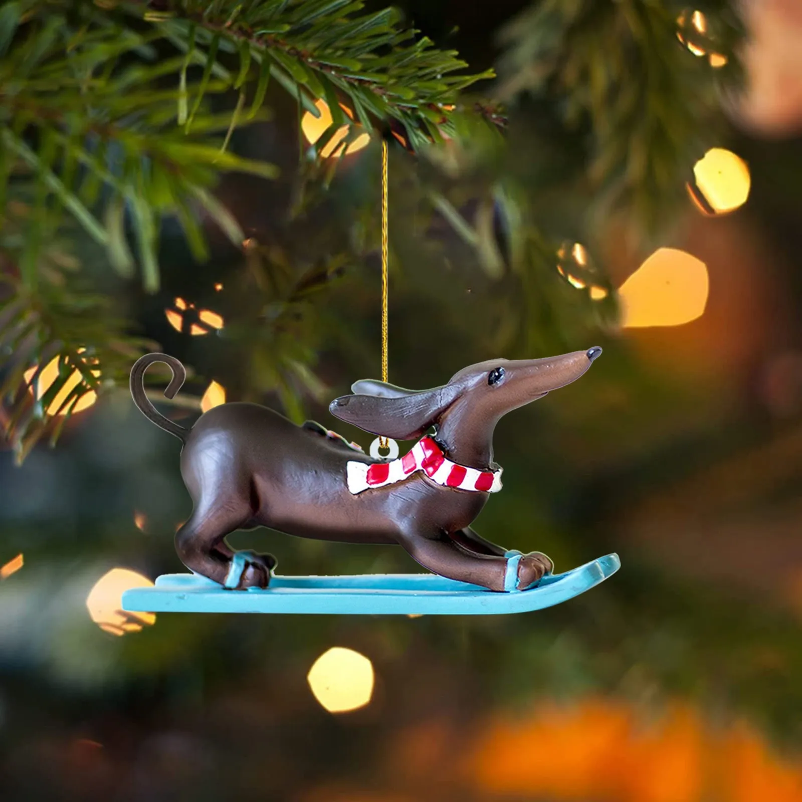 Christmas Tree Ornament Funny Dachshund Dog Pendant Decorative Xmas Tree Hanging Ornament New Year Holiday Party Supplies Gift