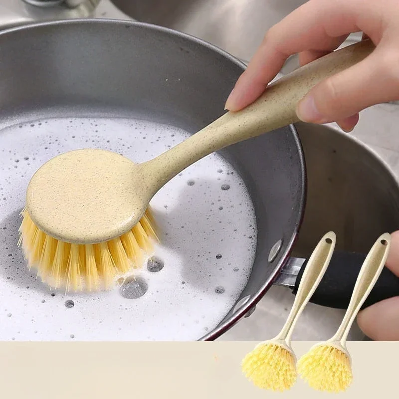 1 Pcs Cleaning Wash Dishes Brush Pot Brush Can Be Hung Long Handle Stove Top Cleaning Brushes Kitchen Accessories