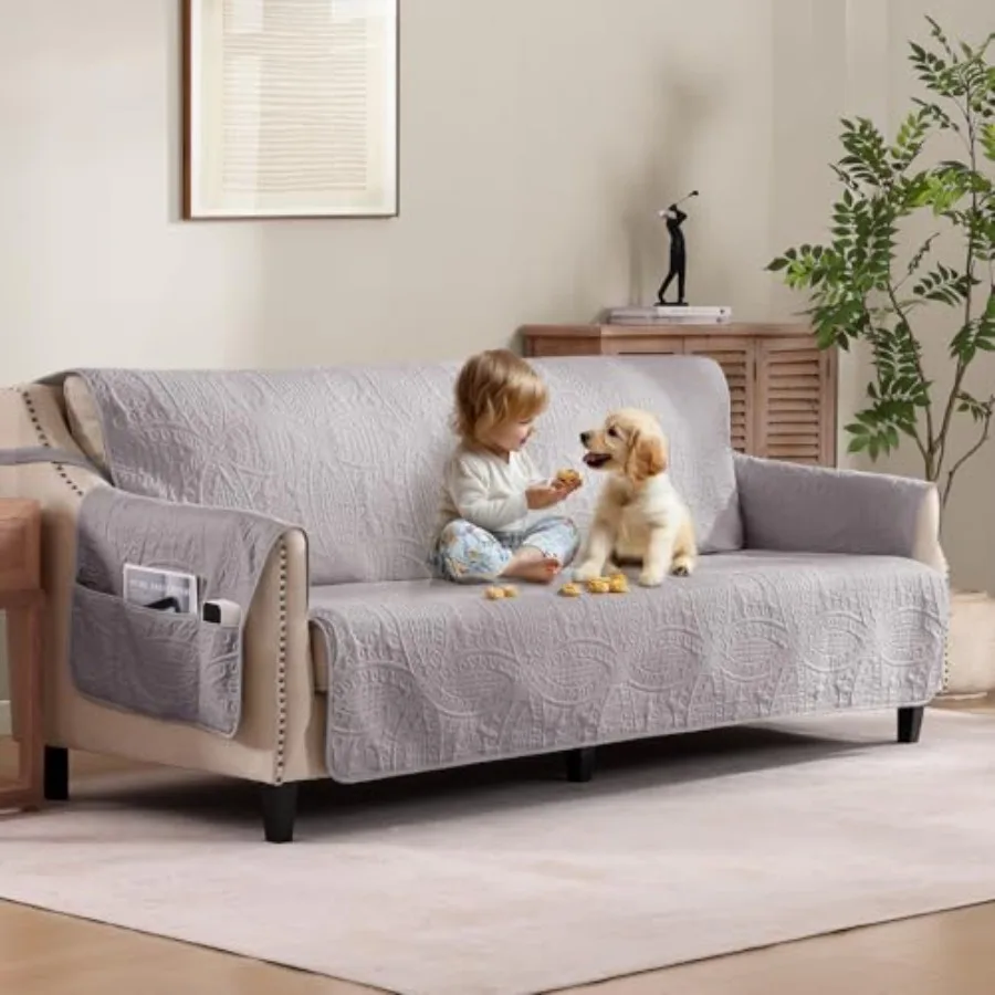 

Водонепроницаемые чехлы для дивана Cloud Purple с противоскользящим покрытием и узором «Медальон» для 3-местного дивана