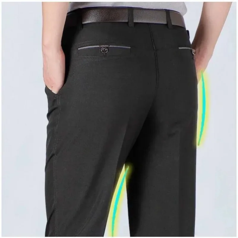 

Summer Autumn Men Casual Thin Pants Loose Male Pant High Waist Straight Trousers Business Fashion Pants Man Plus Size 28-40