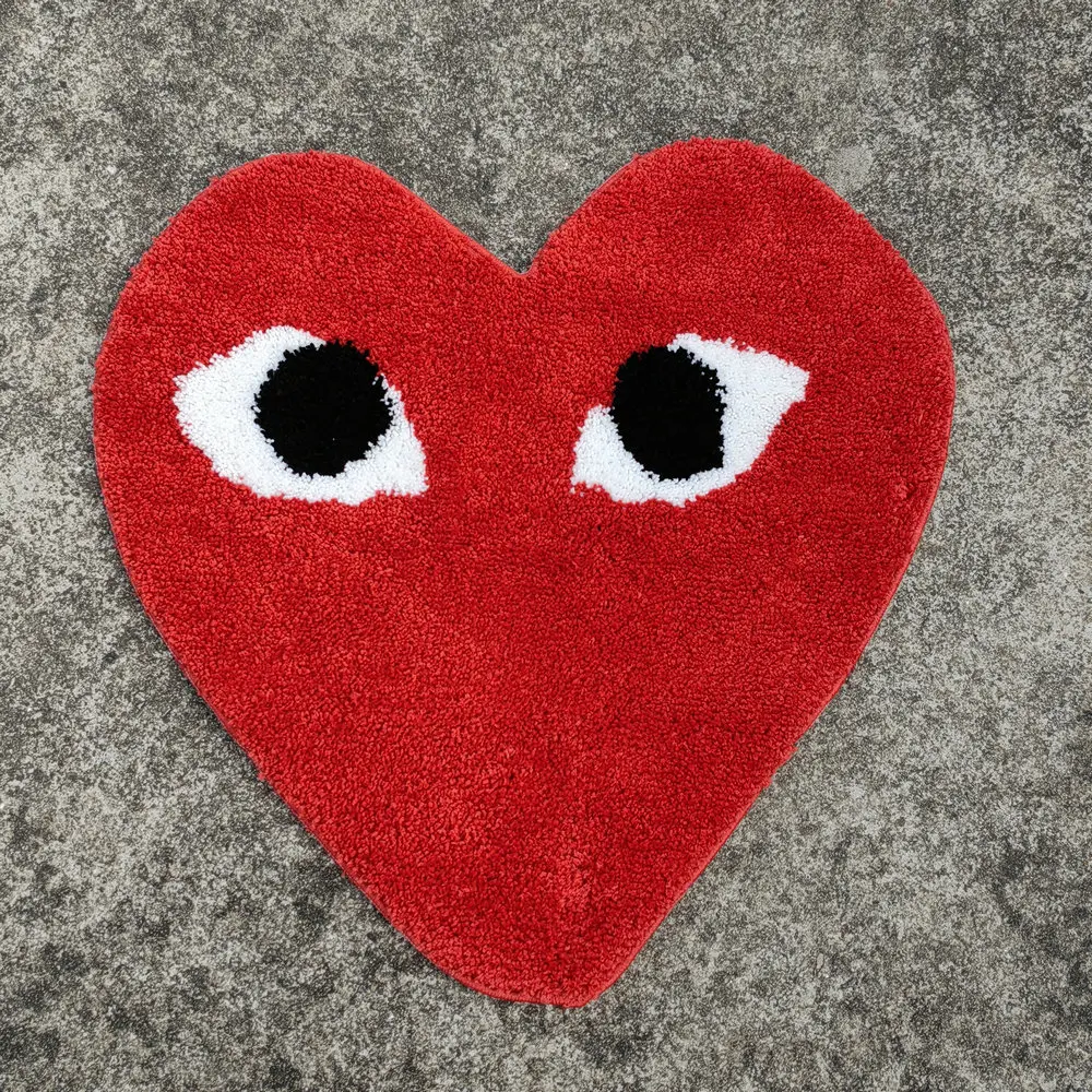 Funny Tufting Heart Shape Eyes Bathroom Mat Soft Bedroom Rug Carpet Anti Slip Floor Mat Doormat Aesthetic Home Room Decor