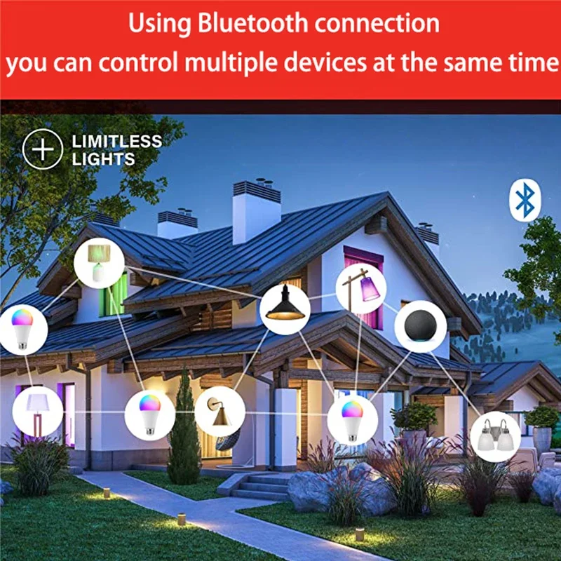 E27 RGB Bluetooth Smart LED lampadina dimmerabile lampada 110V 220V Tuya APP telecomando RGB + CW + WW Mesh Gateway per la casa Dec