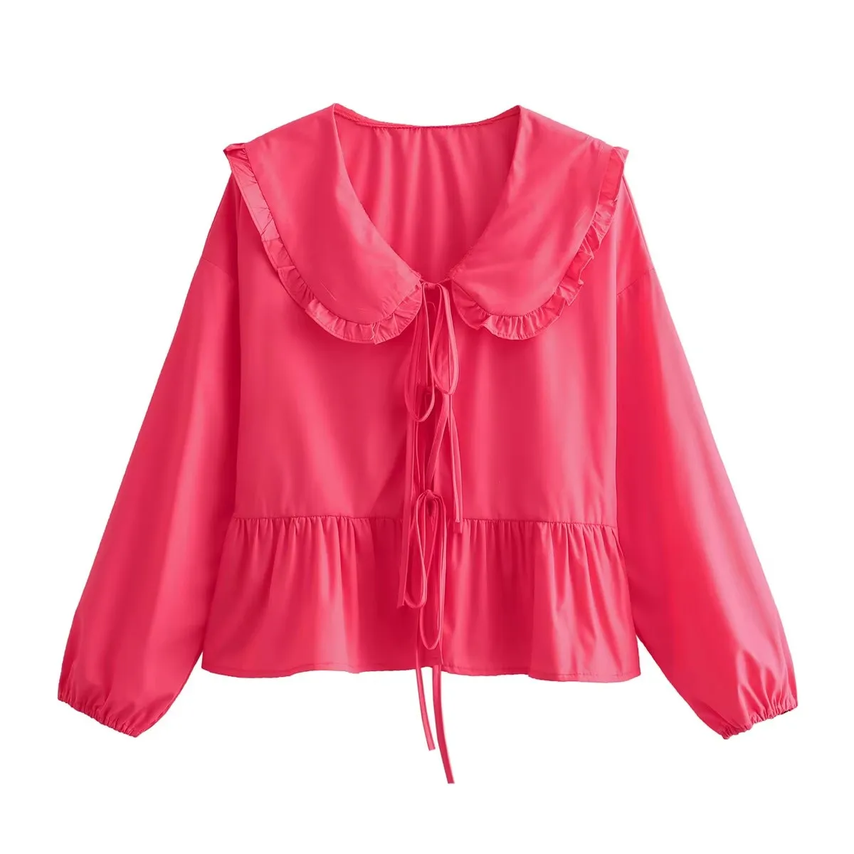 HH Camicia da donna dolce tinta unita Camicette a maniche lunghe con fiocco sul davanti Camicette eleganti bianche per camicie casual estive da donna