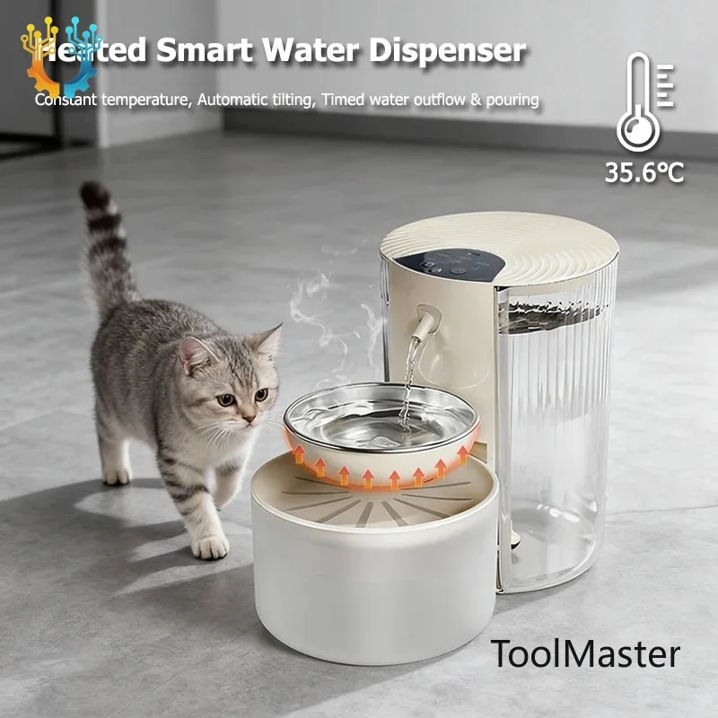 

【2026】3L Smart Constant Temperature Tilting Pet Water Dispenser Timed & Quantitatively Feed Water Silent Cat&dog Heated Water Fo