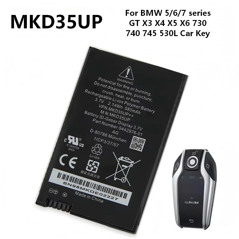 Battery MKD35UP For BMW 5 6 7 Series GT X3 X4 X5 X6 730 740 745 530 Display Remote Control Car Key Battery