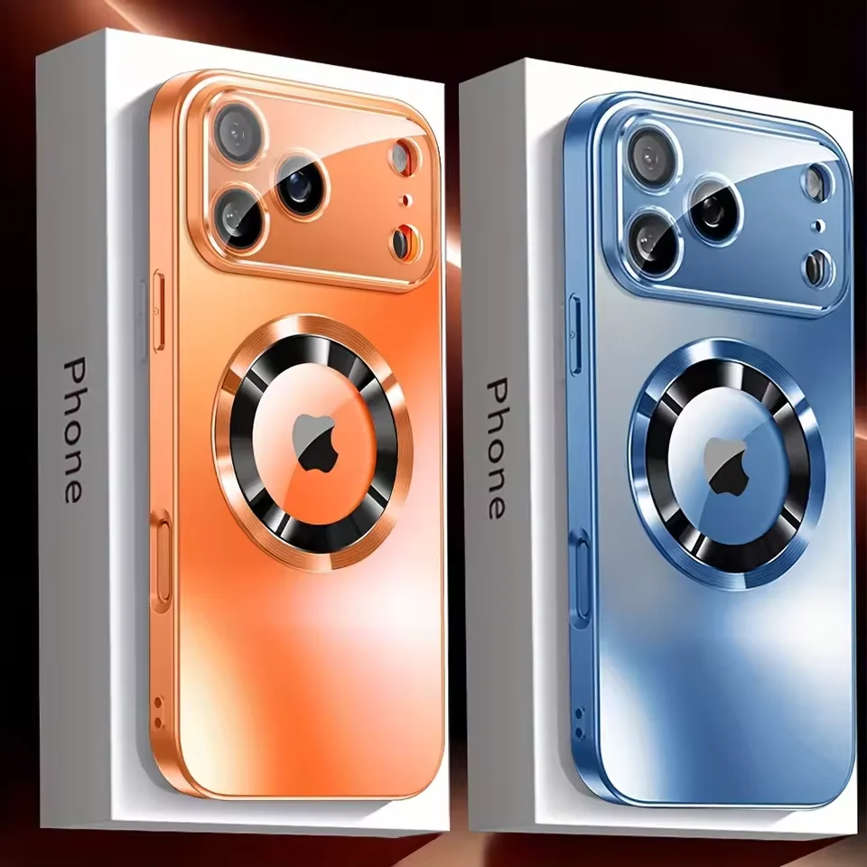 Luxury Glass Camera For Magesafe Magnetic Wireless Charge Case For iPhone 17 16 15 14 13 Pro Max Air Plus Shockproof Cover