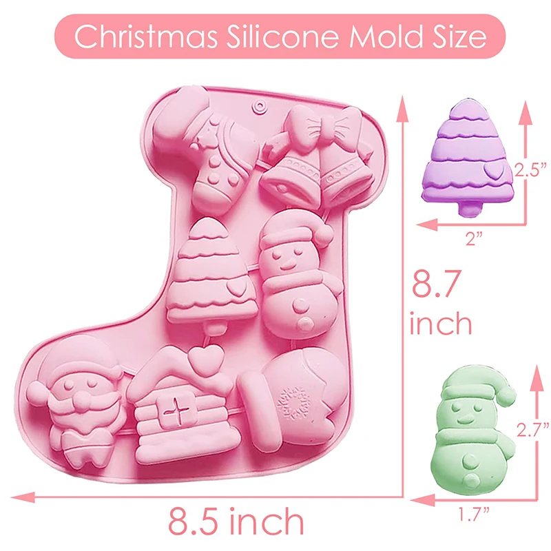 Christmas Silicone Molds Large, Christmas Soap Molds Silicone Shapes for Baking Resin Soap Candle Wax Melts Ice Cube Jelly