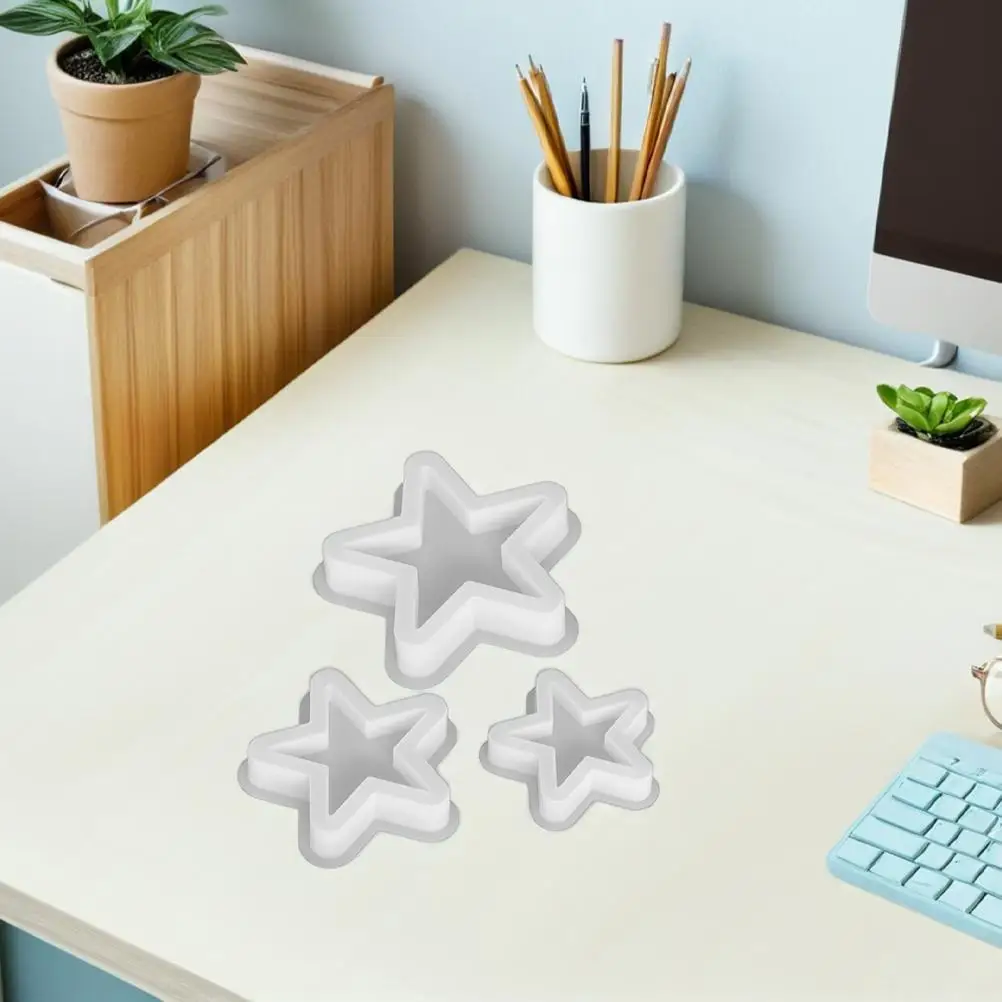 Stampi per cera in silicone da 3 pezzi Stampi per aromaterapia Stampi per cubetti di ghiaccio in resina Caramelle Decorazione a forma di stella a cinque punte Efficiente