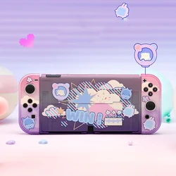 Bonita funda protectora para Nintendo Switch Oled 2023 Dockable, diseño dividido, accesorios de carcasa dura, rosa, Bunny NS