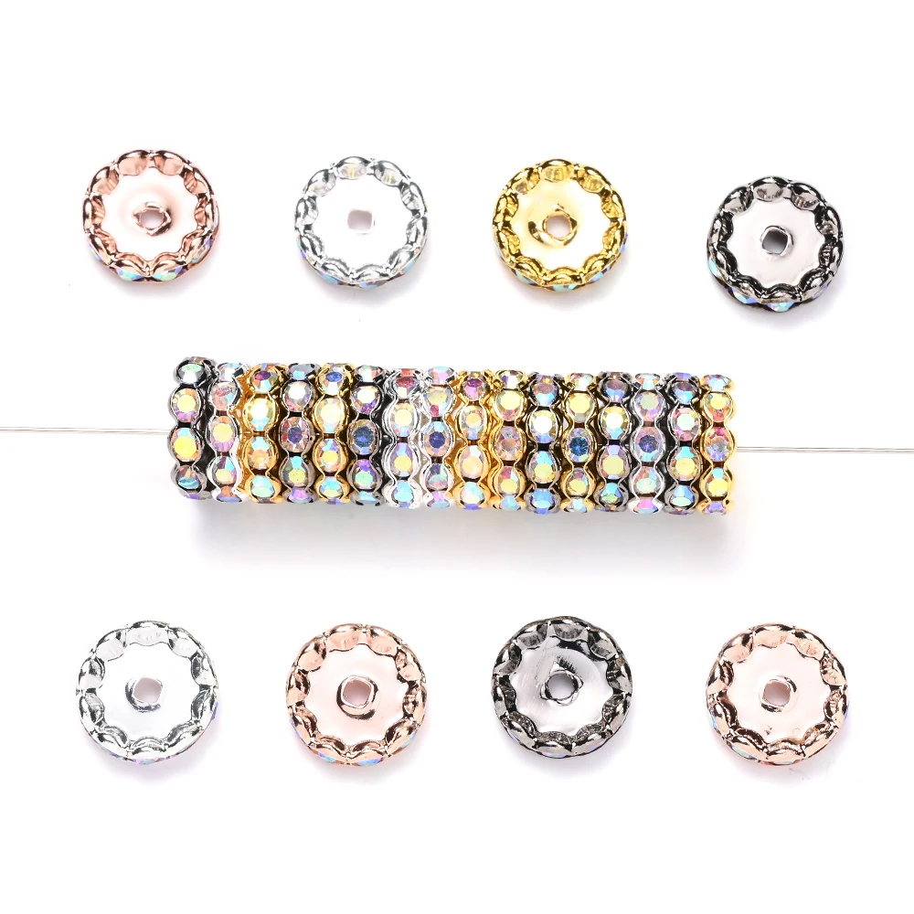 20 Stück 15mm Glitzernde AB-Strass-Legierungs-Abstandsperlen Kristalldesign Lose Perlen für DIY Armbänder Halsketten Schmuckherstellung – Detail 3