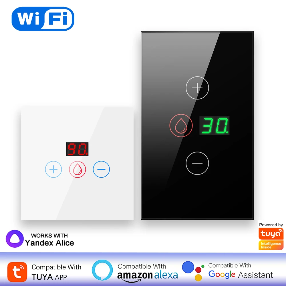 Tuya 20A WiFi Boiler Switch Power Monitor EU/US 4400W Smart Water Heater Panle APP Remote Control Works With Alexa Google Home