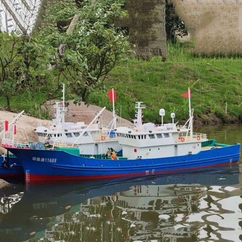 Barco teledirigido de 89cm, modelo de barco de pesca con Control remoto de Zhejiang, estructura de madera, Kit de modelo de barco RC, barco de juguete, regalo para niño