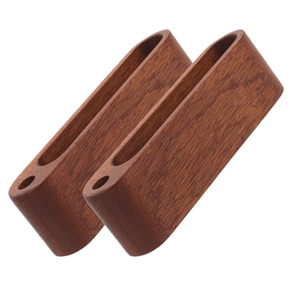 2Pcs Solid Beech Wood Business Card Holder Natural Grain Desktop Organizer Compact Professional Name Card Stand Office Desk