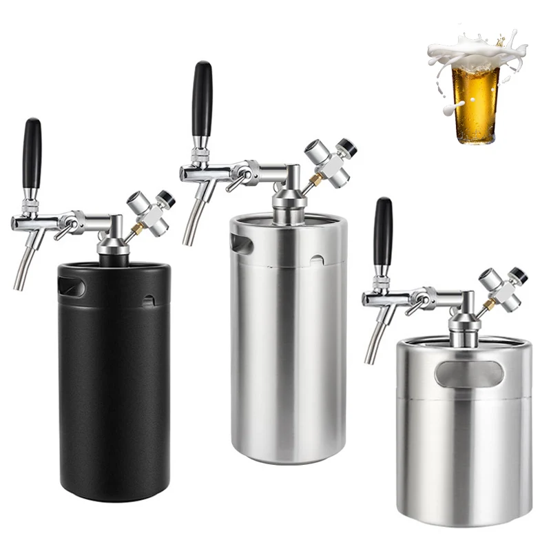 0-60 PSI Co2 Regulator & Flow Control Beer Tap Dispenser,Carbonation Fresh Beer In This Summer，3.6L /5L Mini Keg Growler Kit
