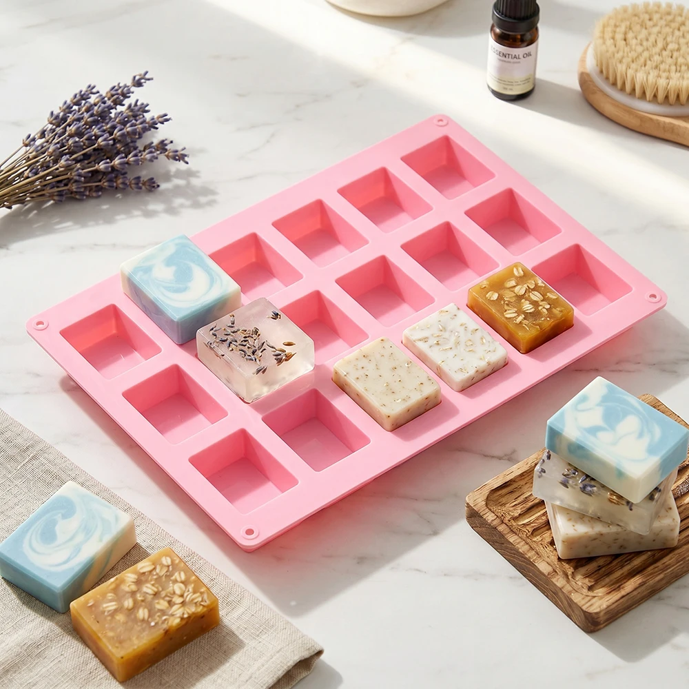 18 hole block shaped soap silicone mold, DIY classic handmade silicone mold, used for explosive bath salts, craft soap making su