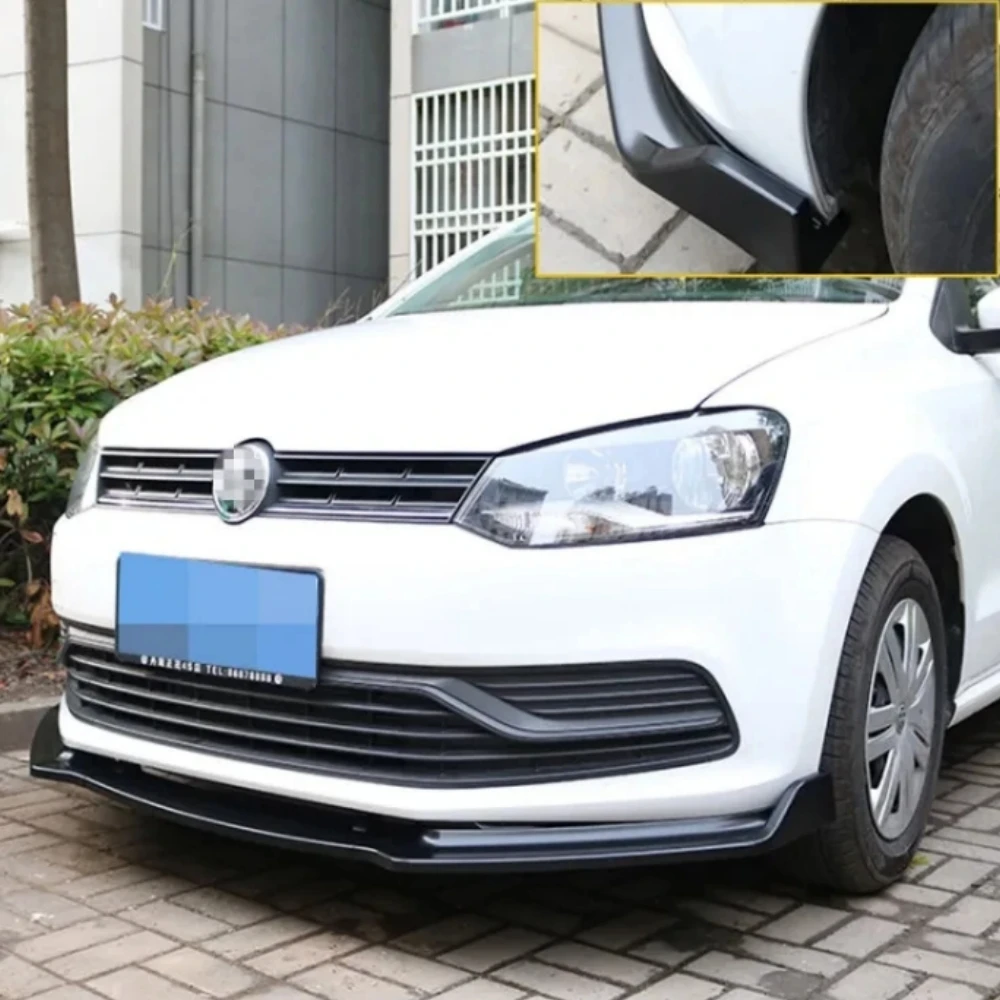 3Pcs Front Bumper Lip Spoiler For Volkswagen VW Polo Standard 2011-2020