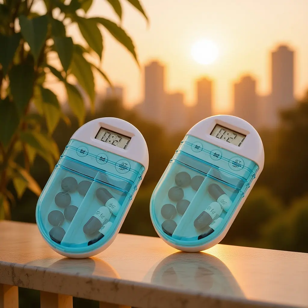 Smart Pill Box with Digital Timer, Audible Alarm & 2 Compartments – Portable Medication Organizer