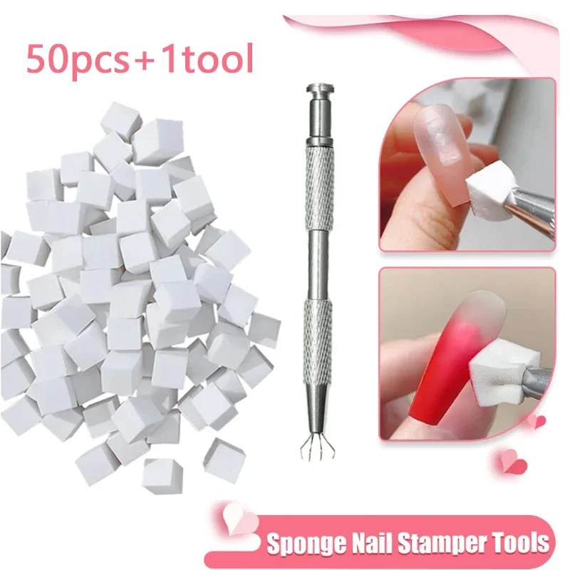 

50pcs Sponge Gradient Nail Art Stamper Tools Gel Polish Color Gradient Brush Glitter Powder Dotting Pen For Manicure Tools