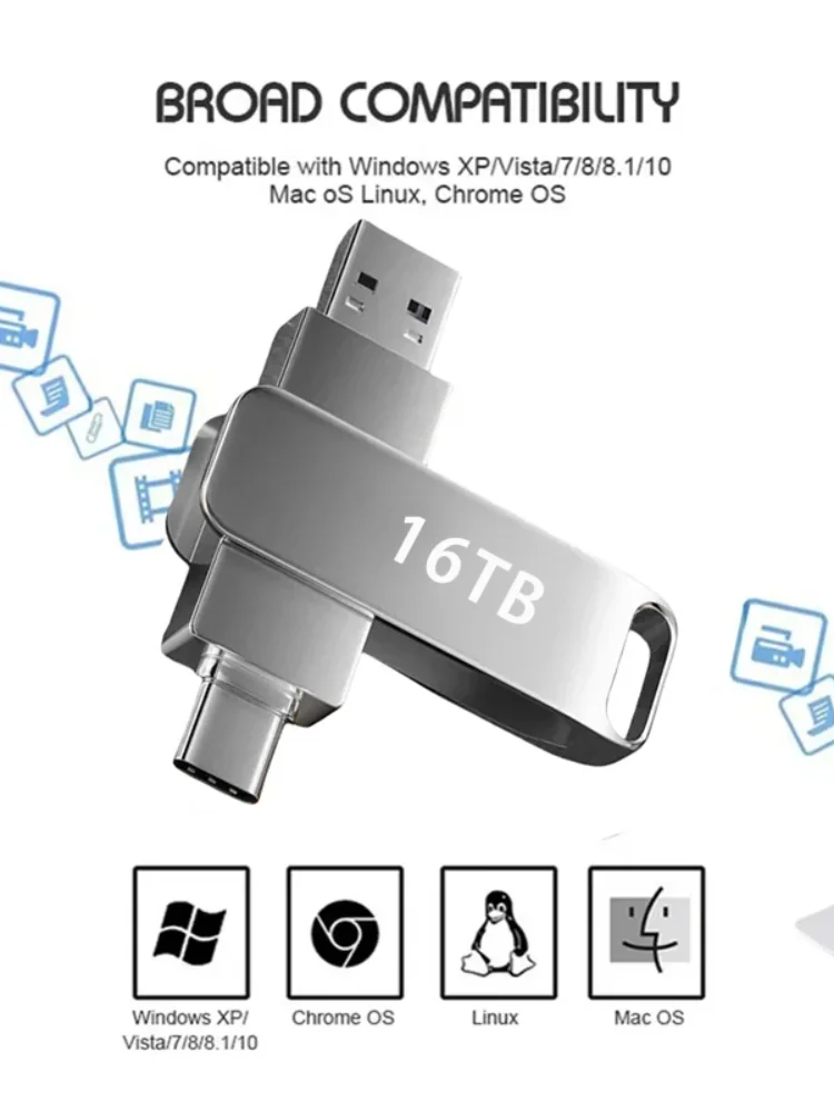 Lenovo Flash-Laufwerke 16TB 2TB USB 3.2 U-Disk Hochgeschwindigkeits-Metall-Pendrive Wasserdichter Typ-C USB-Stick USB-Laufwerke für Xiaomi.
