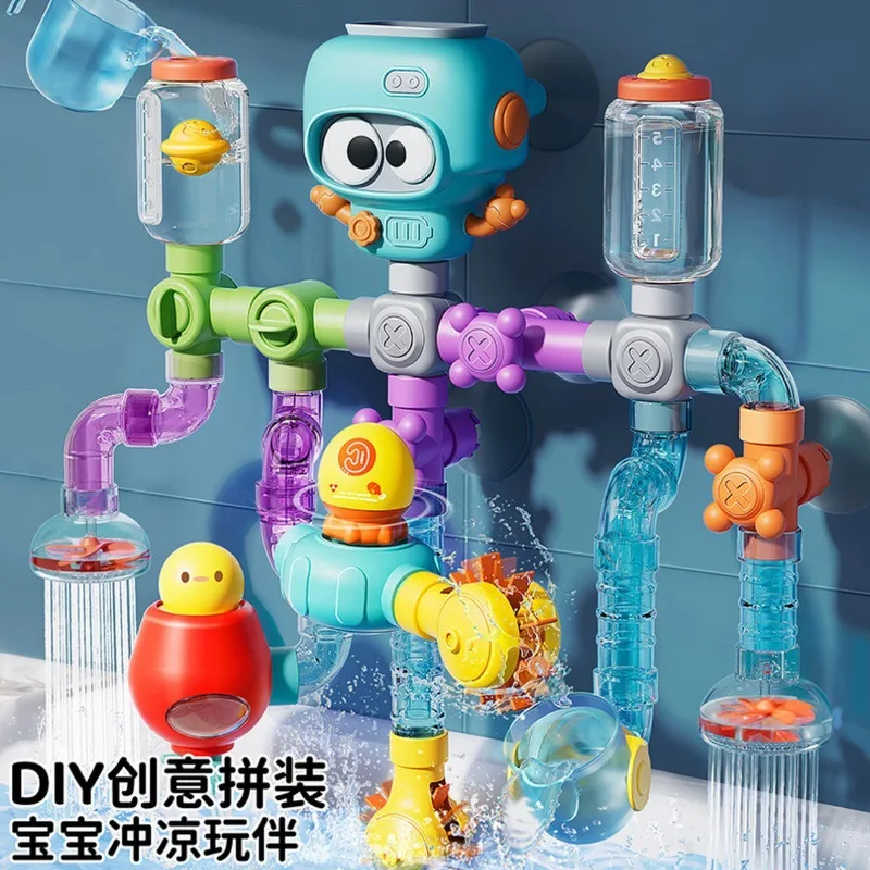 

In Stock Children'S Bathing Playing With Water Assembling Pipes Baby Showers Toys For Boys And Girls Birthday Gifts