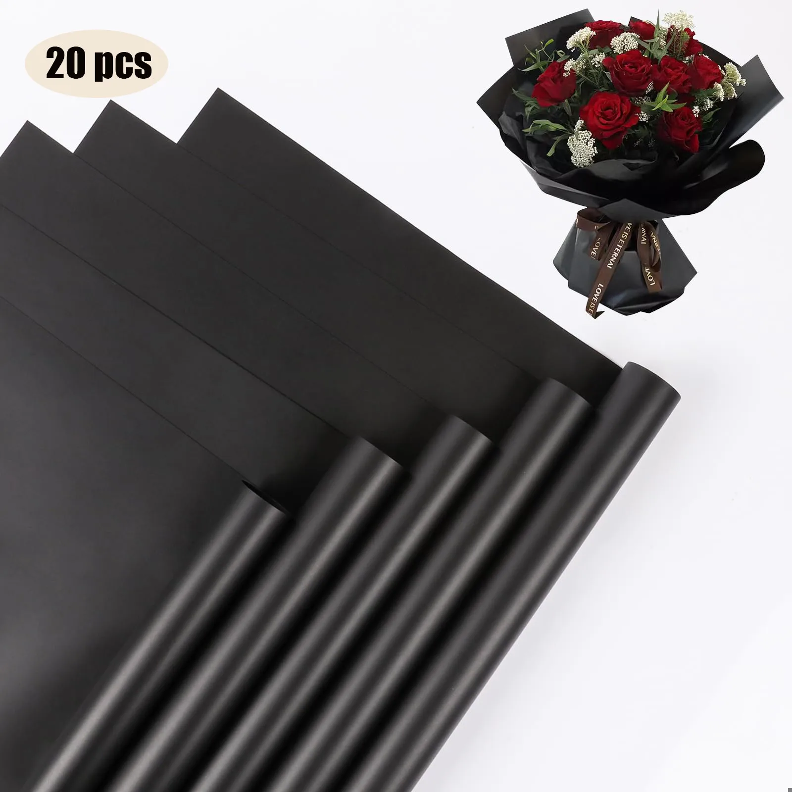 20-Blatt Blumen-Geschenkpapier mit goldenen Kanten, wasserfeste Blumenstraußverpackung – perfekt für DIY-Hochzeiten und Geburtstage