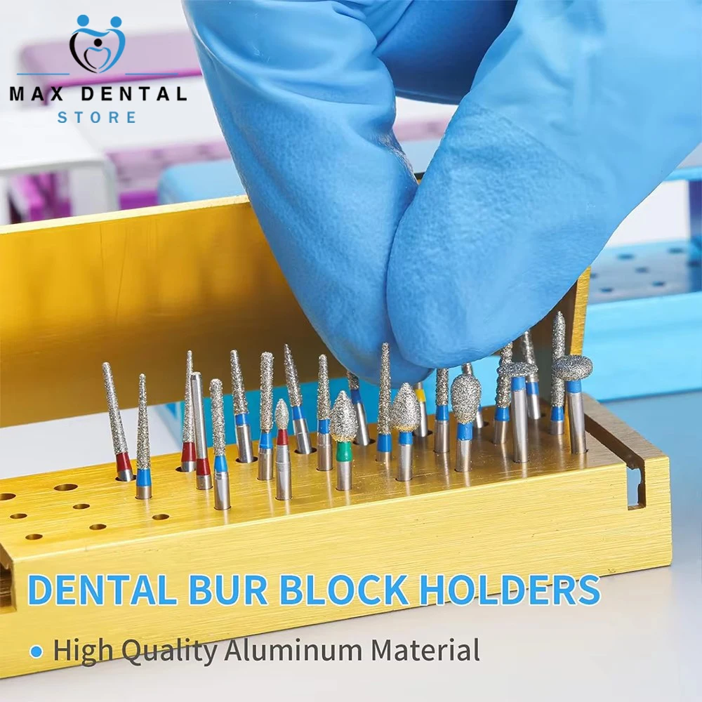 Bloco de desinfecção de brocas dentárias, suporte de esterilização de brocas fg, alumínio autoclavável, 30 furos, material odontológico