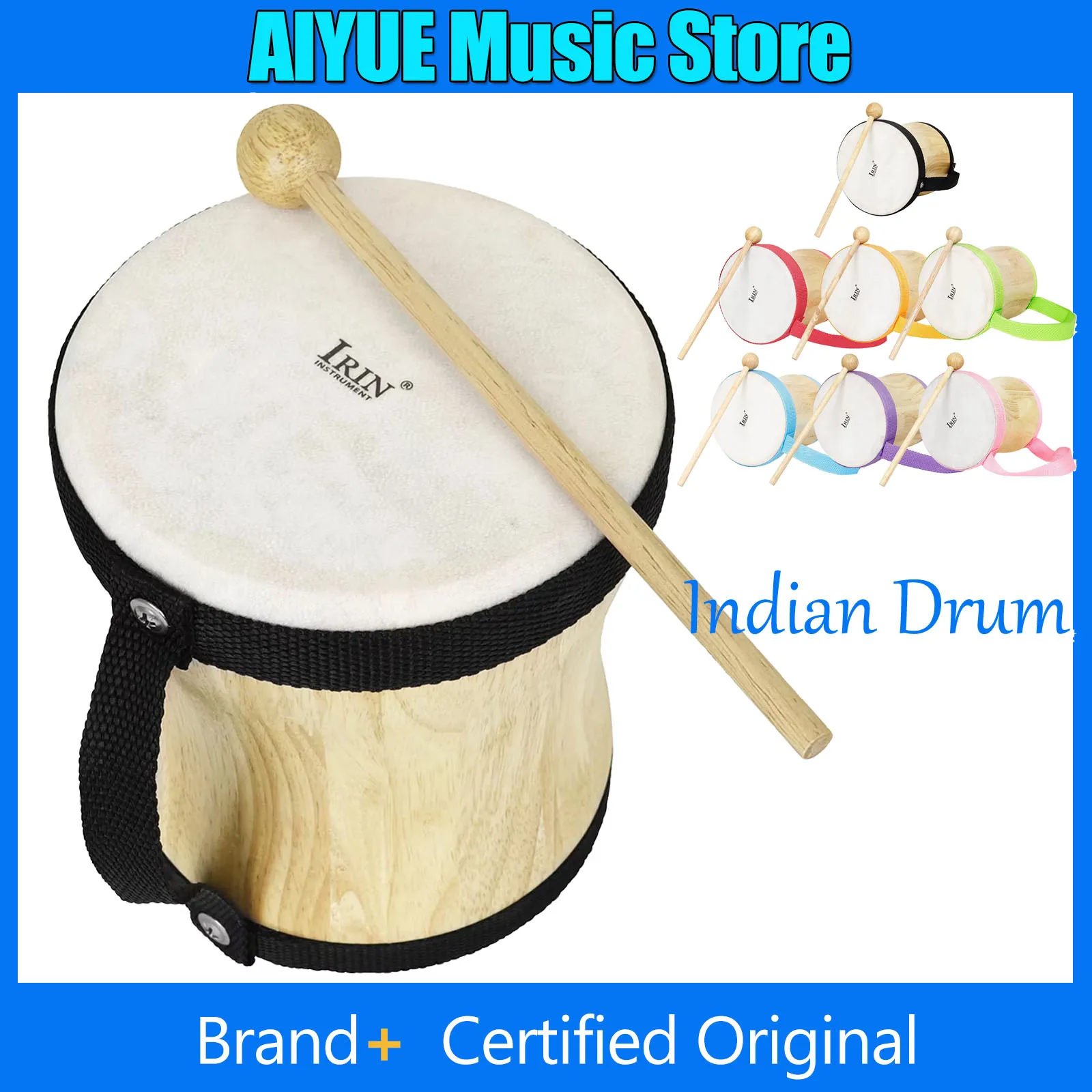 

Индийский барабан IRIN, деревянный, с мембраной из овечьей кожи, ручной барабан, подарки для индийских барабанщиков, Орф-инструмент, музыкальный инструмент для дошкольников, учебный барабан, ударный инструмент