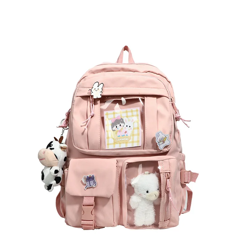 女の子のバックパックかわいいスクールバッグ学生十代の少女ポケット女性のラップトップバックパック原宿新学期 mochilas mujer y2k