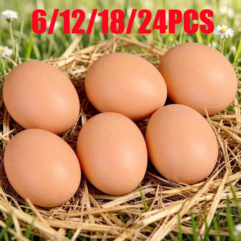 6/12/18/24pcs Fake Chicken Eggs Plastic Eggs Help Hens Lay Eggs Poultry Hatching Simulated Hen Eggs Faux Poultry Eggs Decor
