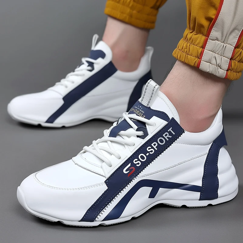 

Мужские повседневные спортивные туфли из натуральной кожи с увеличением роста на 6 см (невидимый внутренний подъемник), универсальные, в стиле «папины туфли»