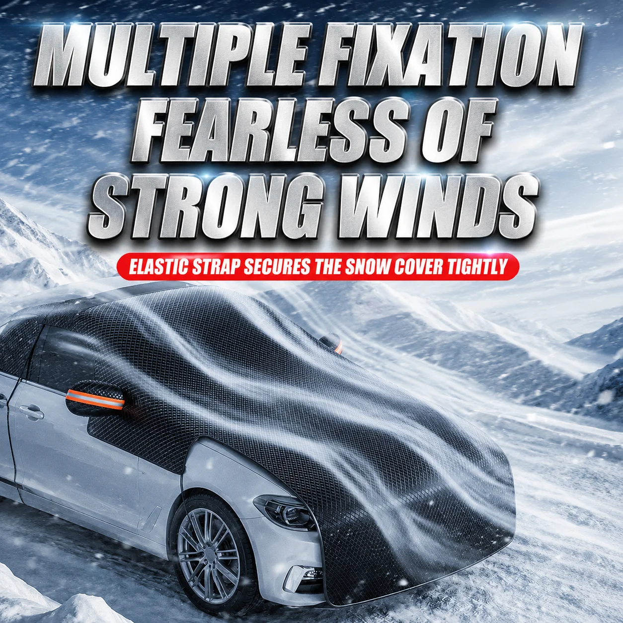 Auto-Schneeabdeckung Vollständige Abdeckung Wasserdichter Oxford-Stoff Schutzabdeckung Anti-Frost Windschutzscheibenschutz mit winddichten Gurten – Detail 5