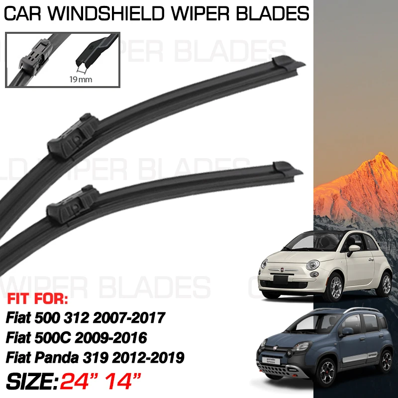 

Car Wiper Blades For Fiat 500 312 2007-2017 Fiat 500C 2009-2016 Fiat Panda 319 2012-2019 Car Accessories Windshield Washer Brush