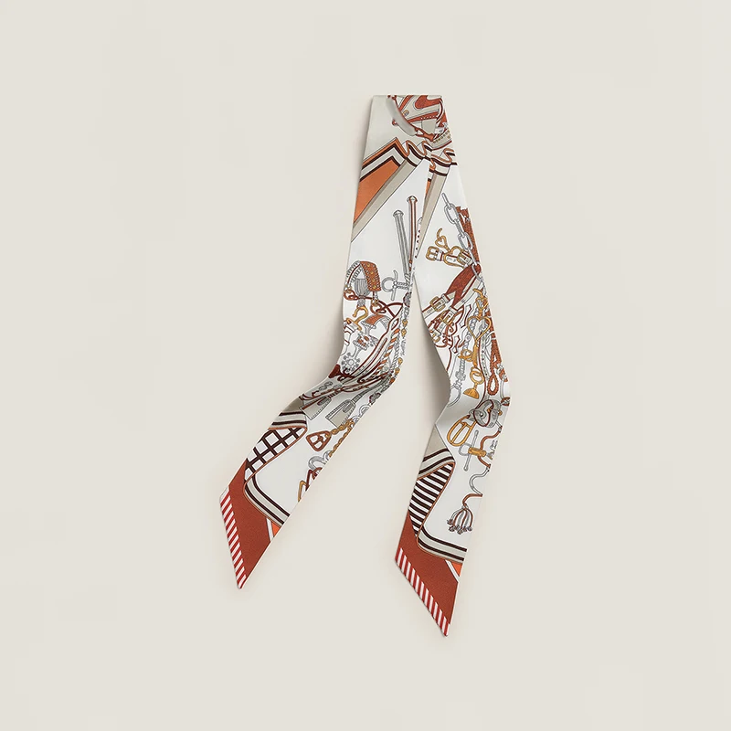 香港ニューファッションシルクスカーフツイル本絹リボンロングハンドルバンドヘアバンドマルベリーシルクストライプハンドバッグタイ春と秋用