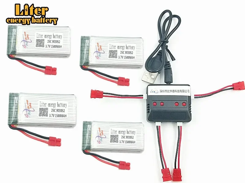 3.7V 1500mah 903052 X5HC X5HW Battery Spare Parts Li-Battery For X5HC X5HW with 4in1 Balance Charger