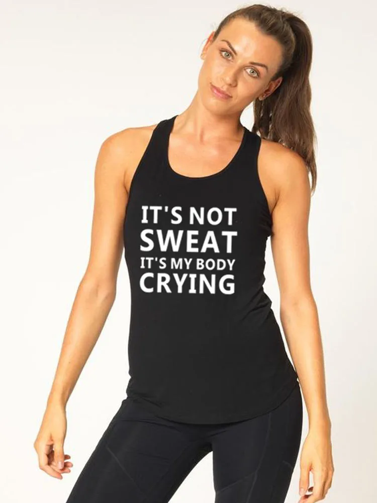 Funny Workout Tops for Women Racerback with Saying It's Not Sweat Sport Fitness Gym Sleeveless Shirts for Women Active Wear