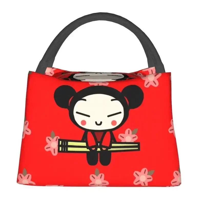 Anime Pucca Insulated Lunch Bag for Women Portable Cartoon Character Cooler Thermal Bento Box Beach Camping Travel