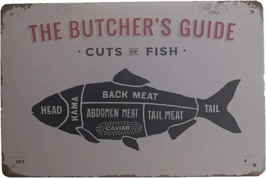 Metal Vintage Tin Sign Decor The Butchers Guide for Restaurant Bar Pub Shop Funny Retro Wall Art