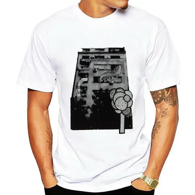 Building Tee - street art architecture graffiti flat block black white punk screen print tattoo men t shirt