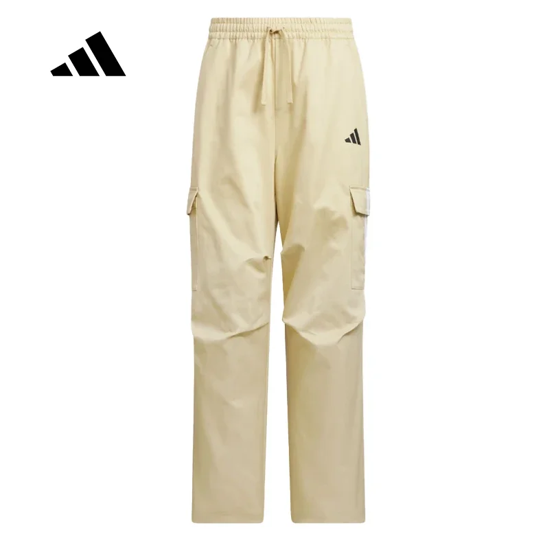 Adidas Unisex Autumn Winter Loose Straight Cargo Pants for Men Women, Woven Breathable Multi-Pockets Sports Trousers KF5182