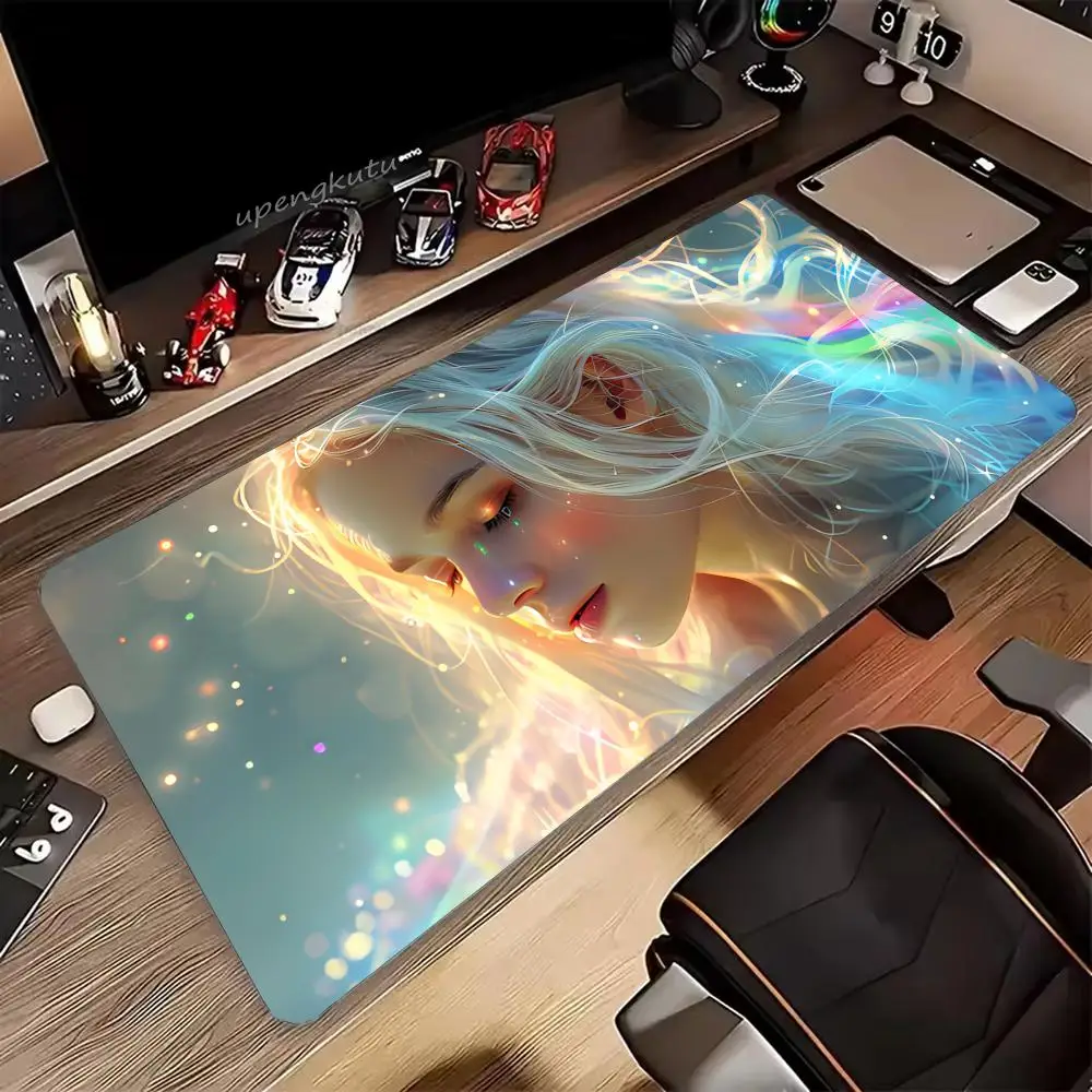 

Beautiful seven-colored girl Mouse Pad XXL Mat 900x400 Kawaii Computer Desk Accessories Mouse Mat Big Mousepad Gamer Rubber Pads