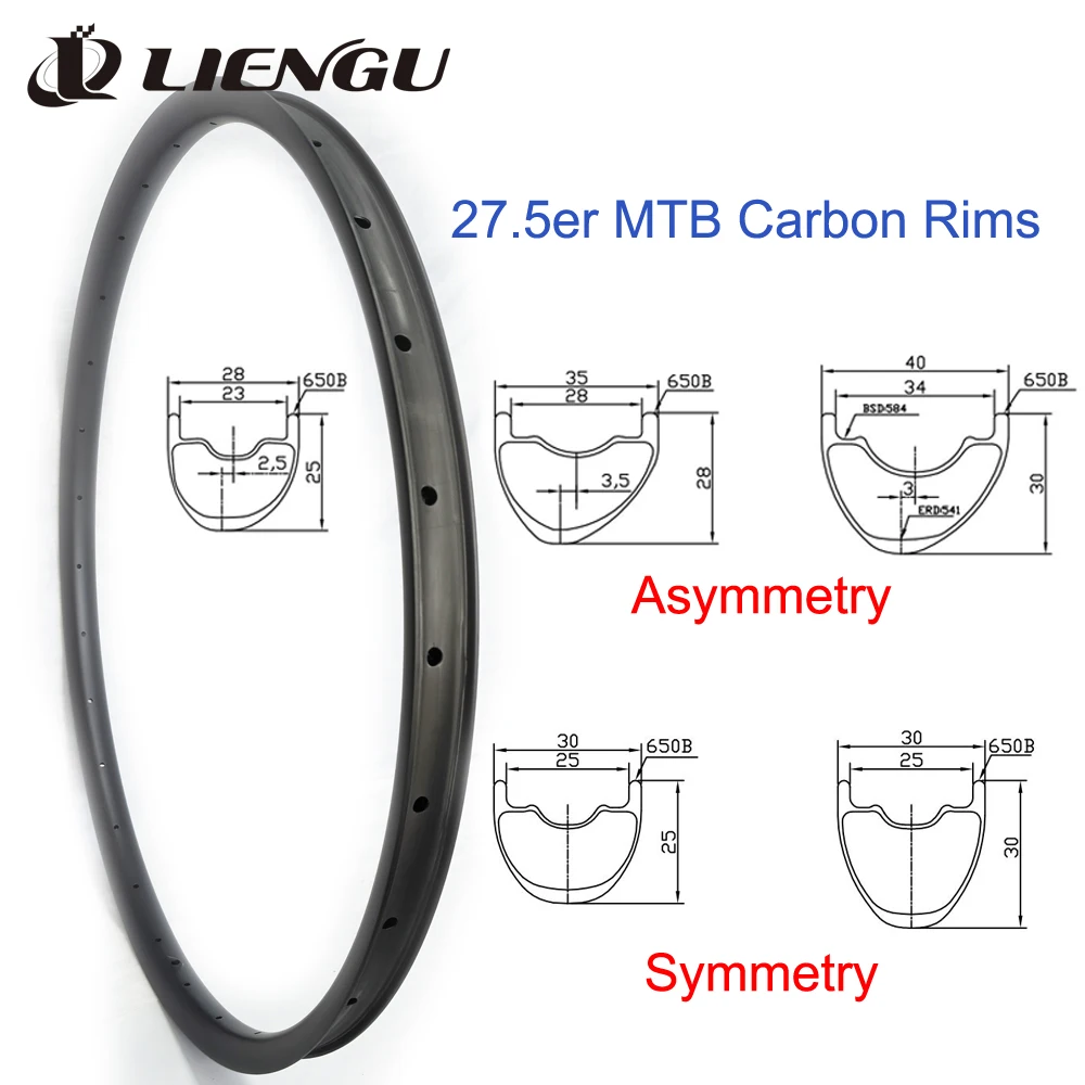 

LIENGU 27.5 650B Mountain Bike Carbon Rims SL XC Customize 28mm 30mm 35mm 40mm Asymmetry Symmetry For 27.5 Bicycle Carbon Wheels